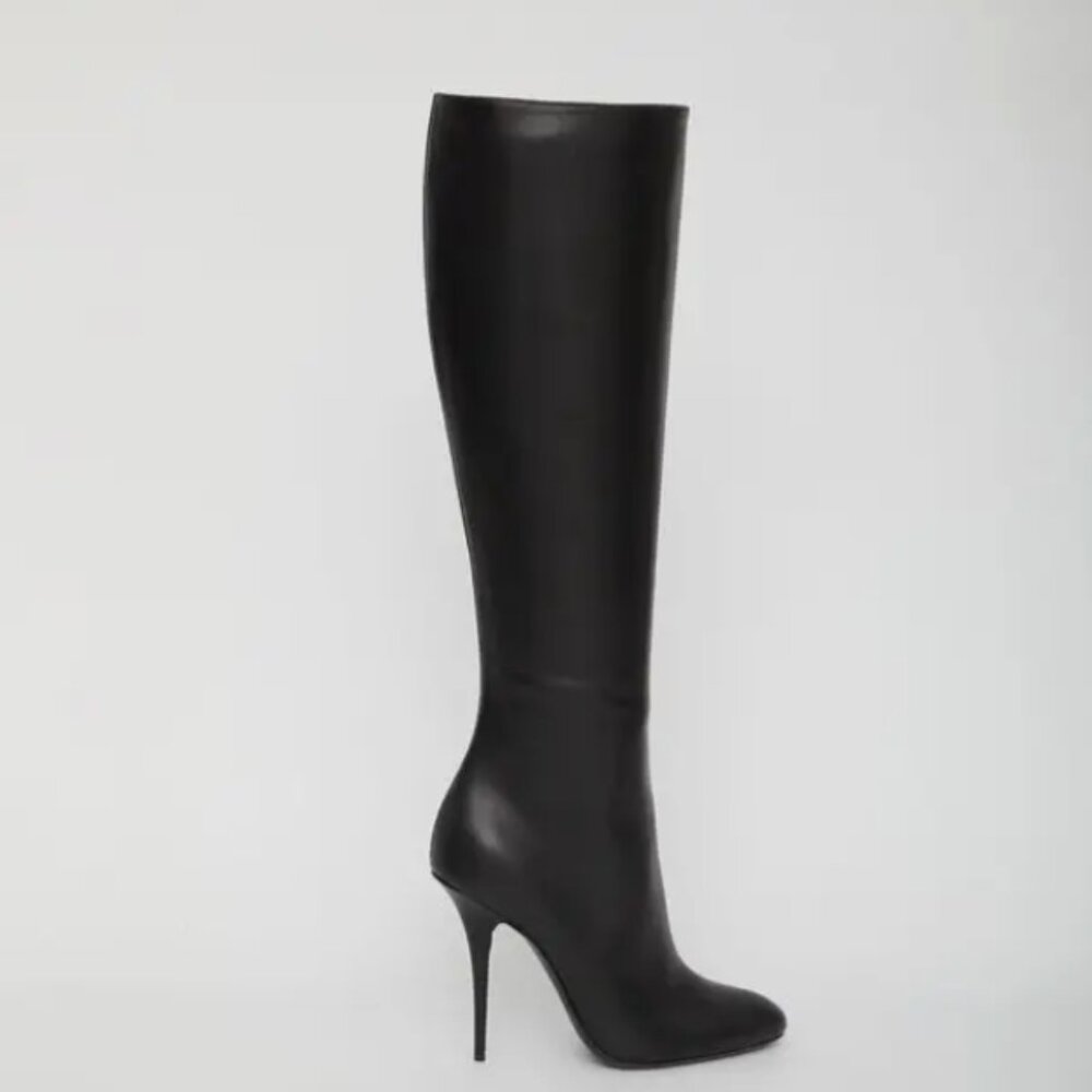 Saint Laurent Sleek Black Leather Stiletto Boots